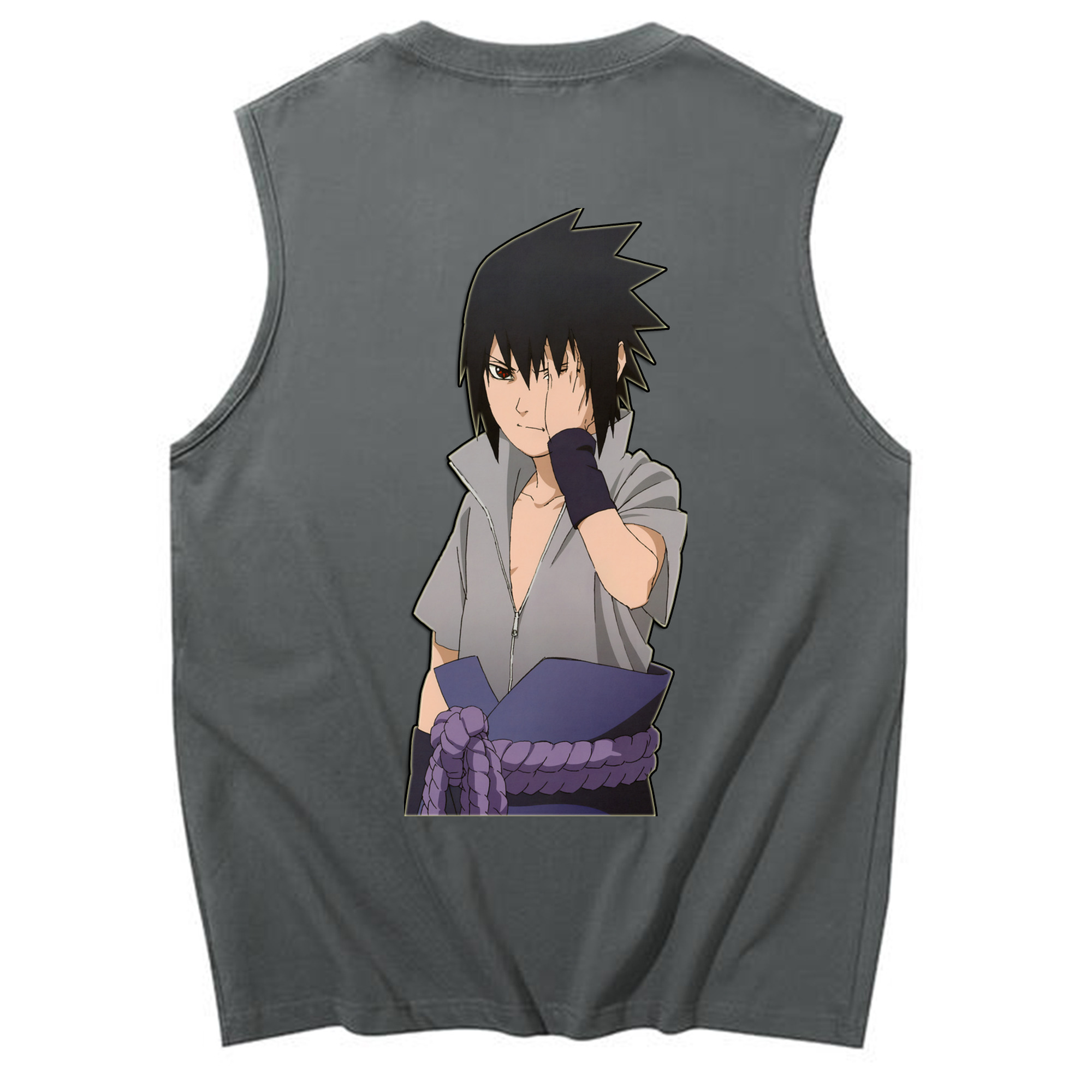 （画像用） NARUTO -ナルト- うちは サスケ Uchiha Sasuke コットン100％タンクトップ（背面プリント）